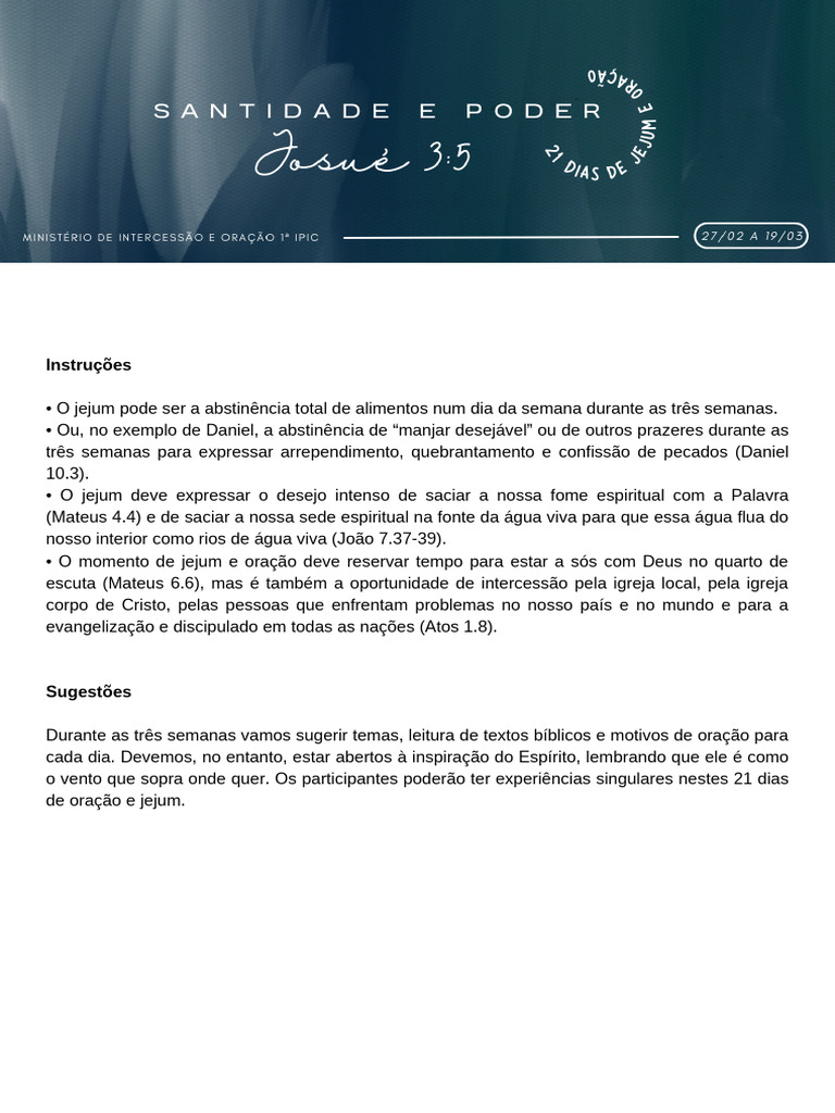 21 Dias De Jejum E Oracao Semana 3 Pdf Oração Jesus