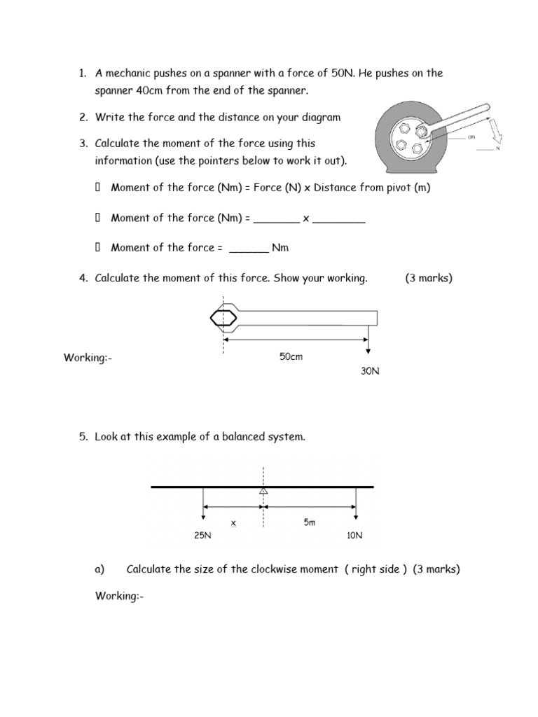 Calculating Moments in Physics | PDF | Teaching Methods & Materials ...