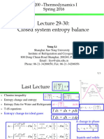 Lecture 29-30: Closed System Entropy Balance