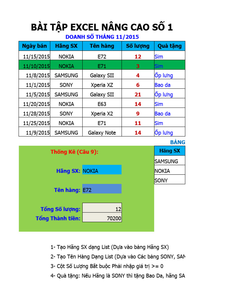 Bai Excel Nang Cao 1 | PDF