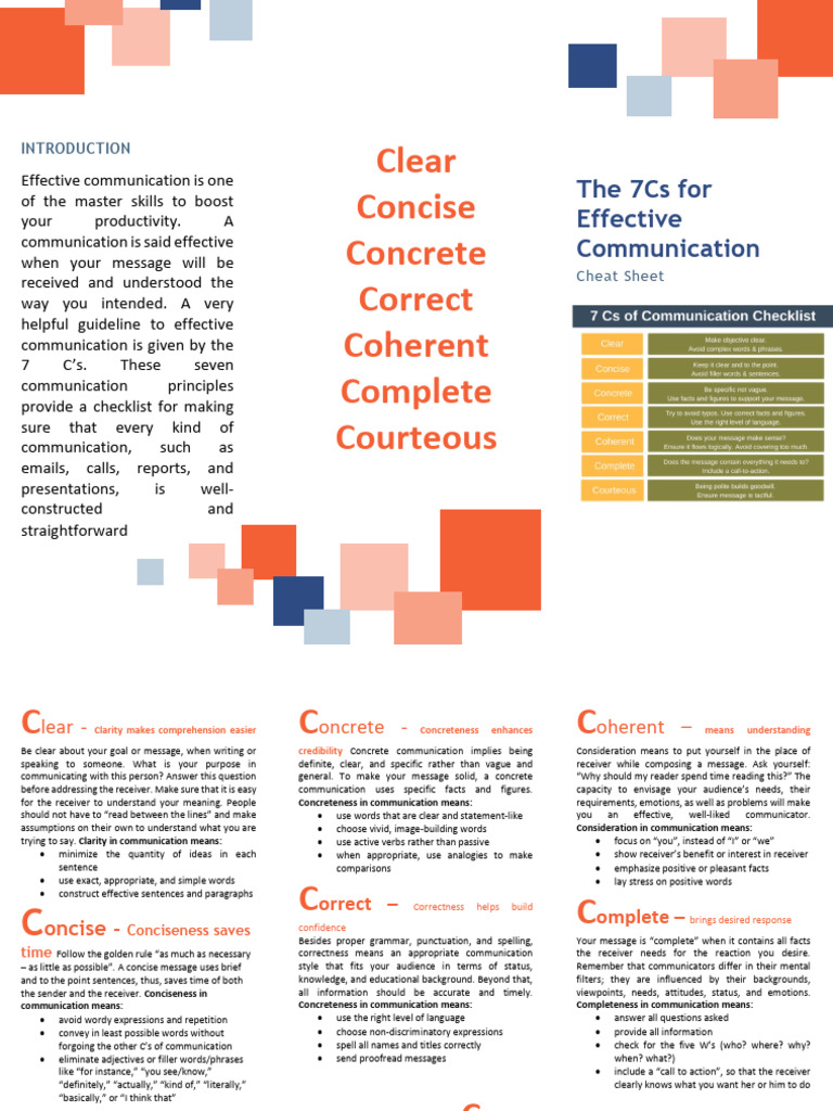 The 7Cs For Effective Communication | PDF | Communication | Word