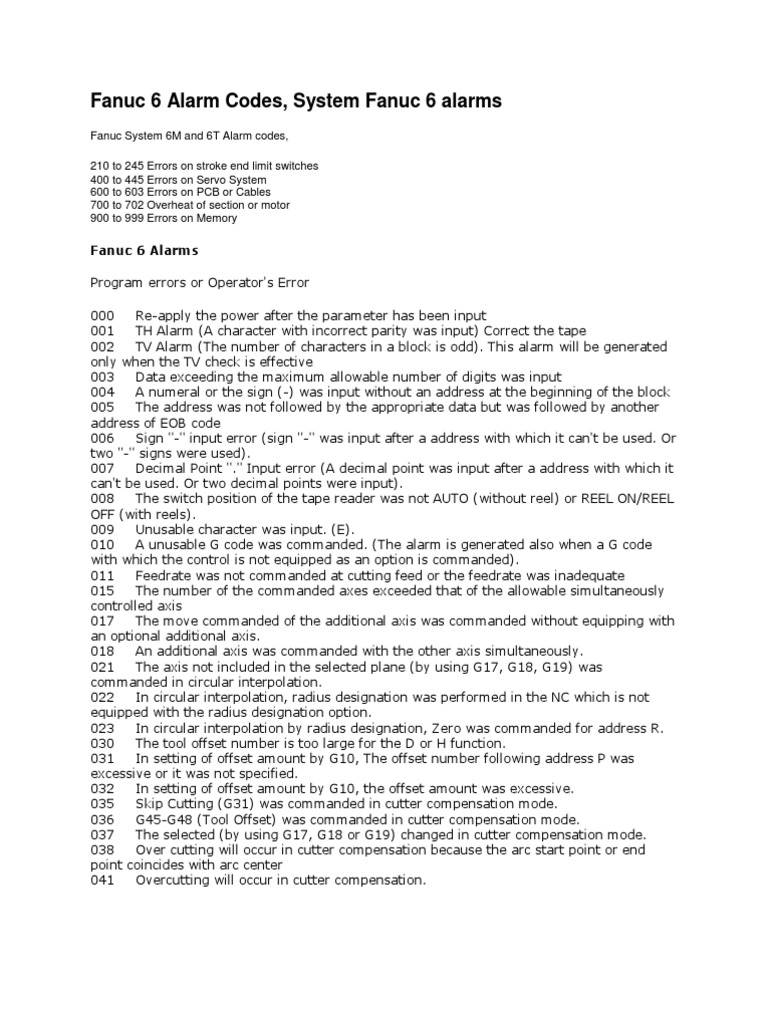 Fanuc 6 Alarm Codes PDF