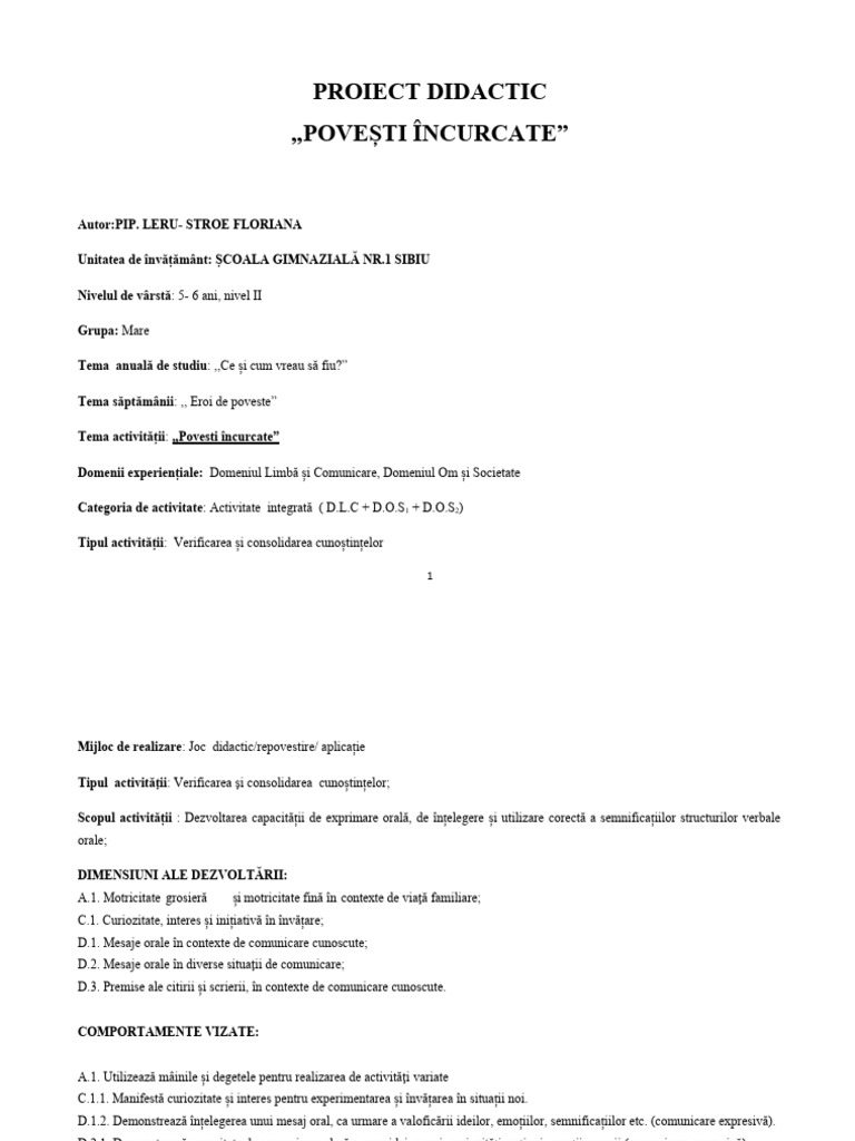 Proiect Povesti Incurcate | PDF