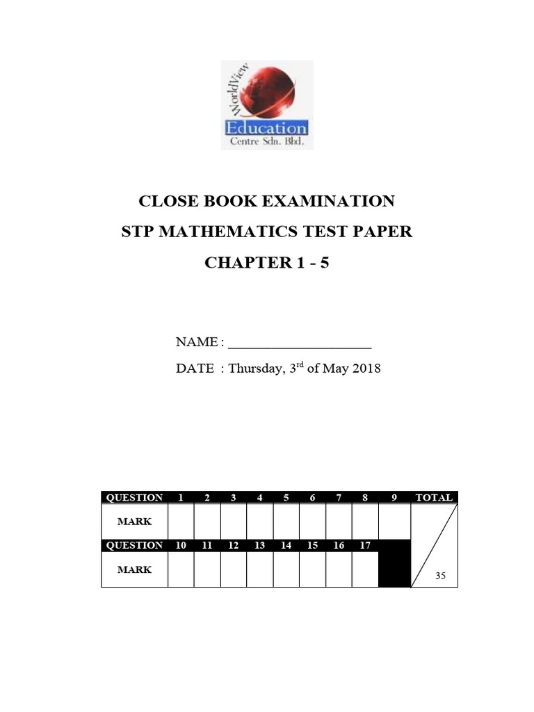STP Mathematics Exam Paper 2018 | PDF