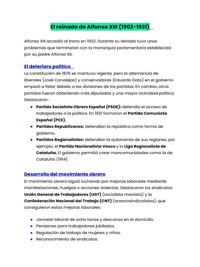 El Reinado De Alfonso Xiii 1902 1931 Pdf España Marruecos