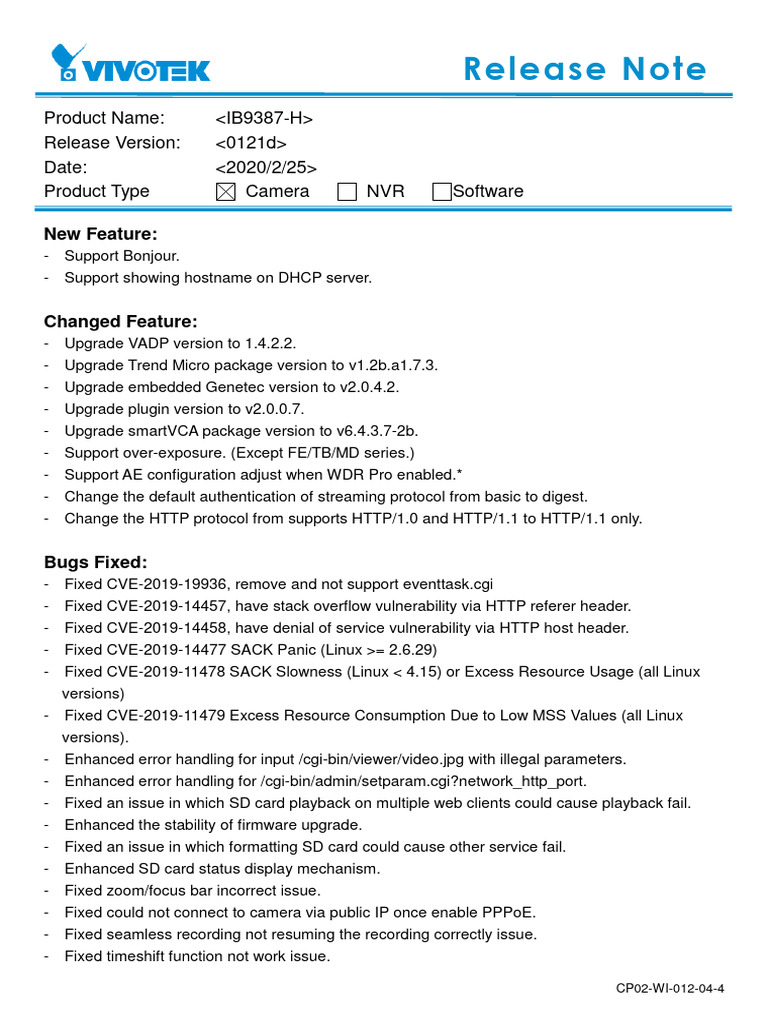 IB9387 H VVTK 0121d - Release - Note | PDF | Information Technology ...