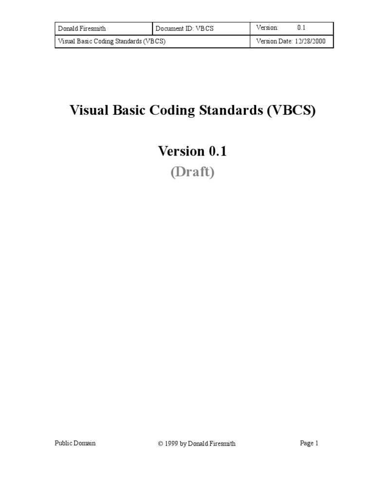 Visual Basic Coding Standards | PDF | Variable (Computer Science ...