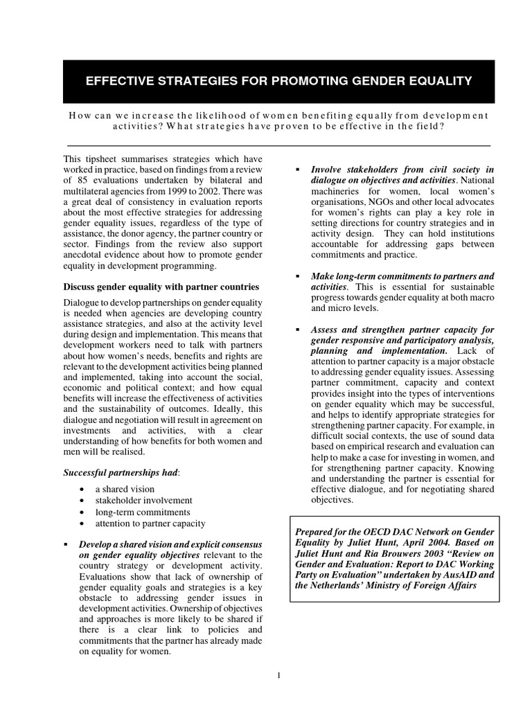 Effective Strategies For Promoting Gender Equality | PDF | Business
