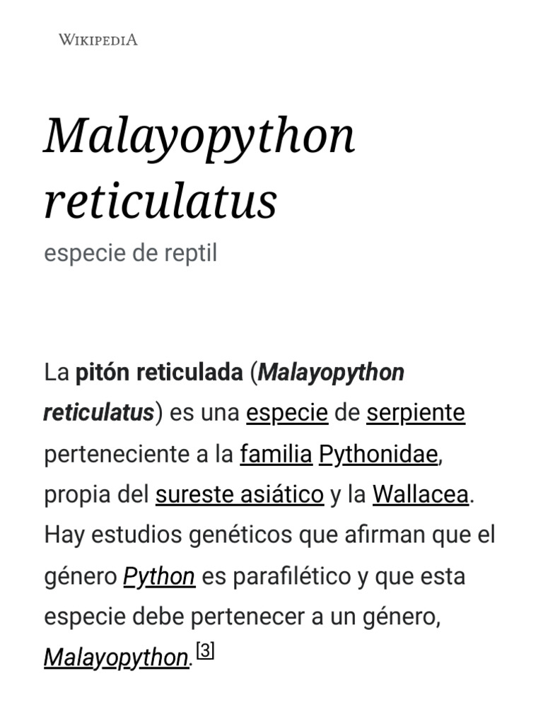 Malayopython Reticulatus - Wikipedia, La Enciclopedia Libre | Descargar ...