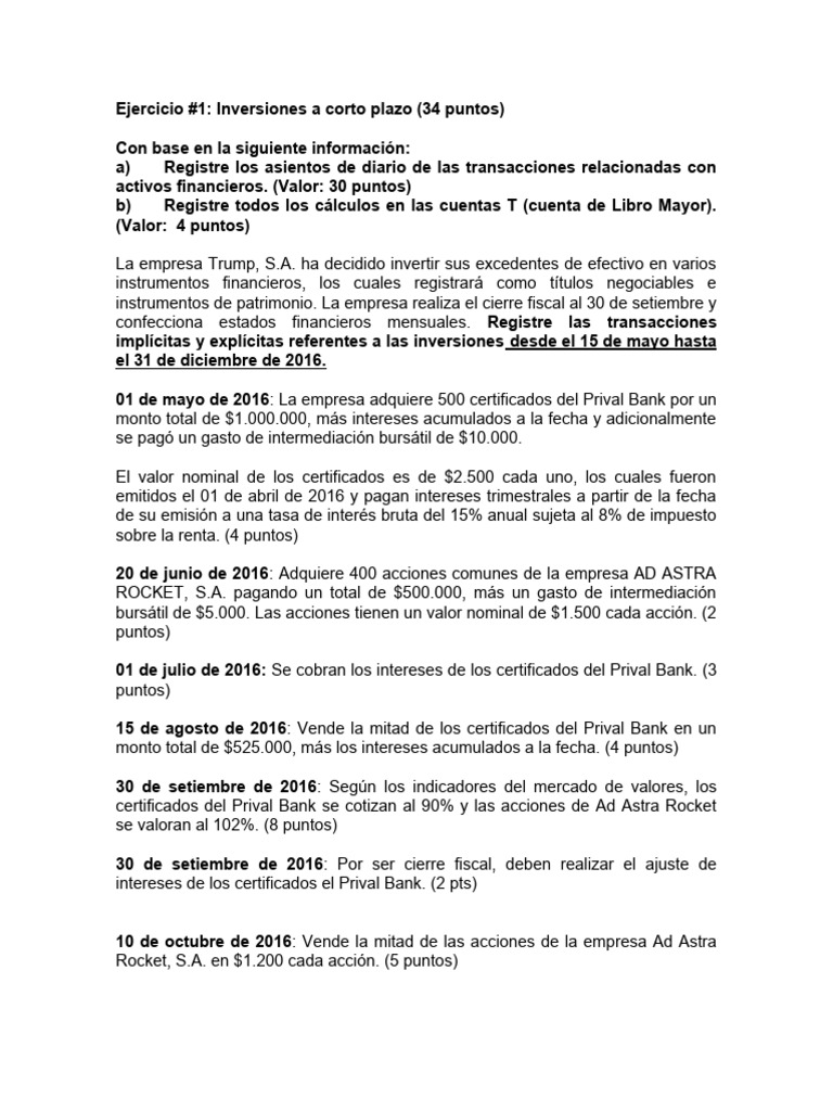 Registro de Inversiones a Corto Plazo | PDF | Compartir (Finanzas ...