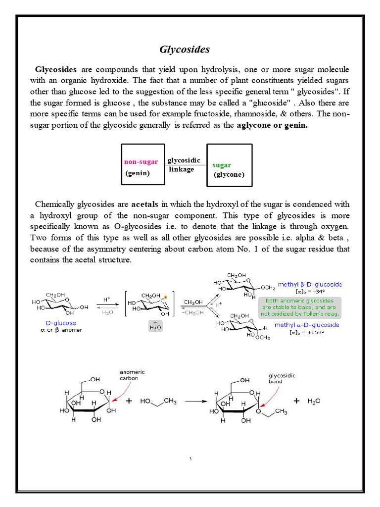 Glycosides 1 | PDF | Hydrolysis | Carbohydrates