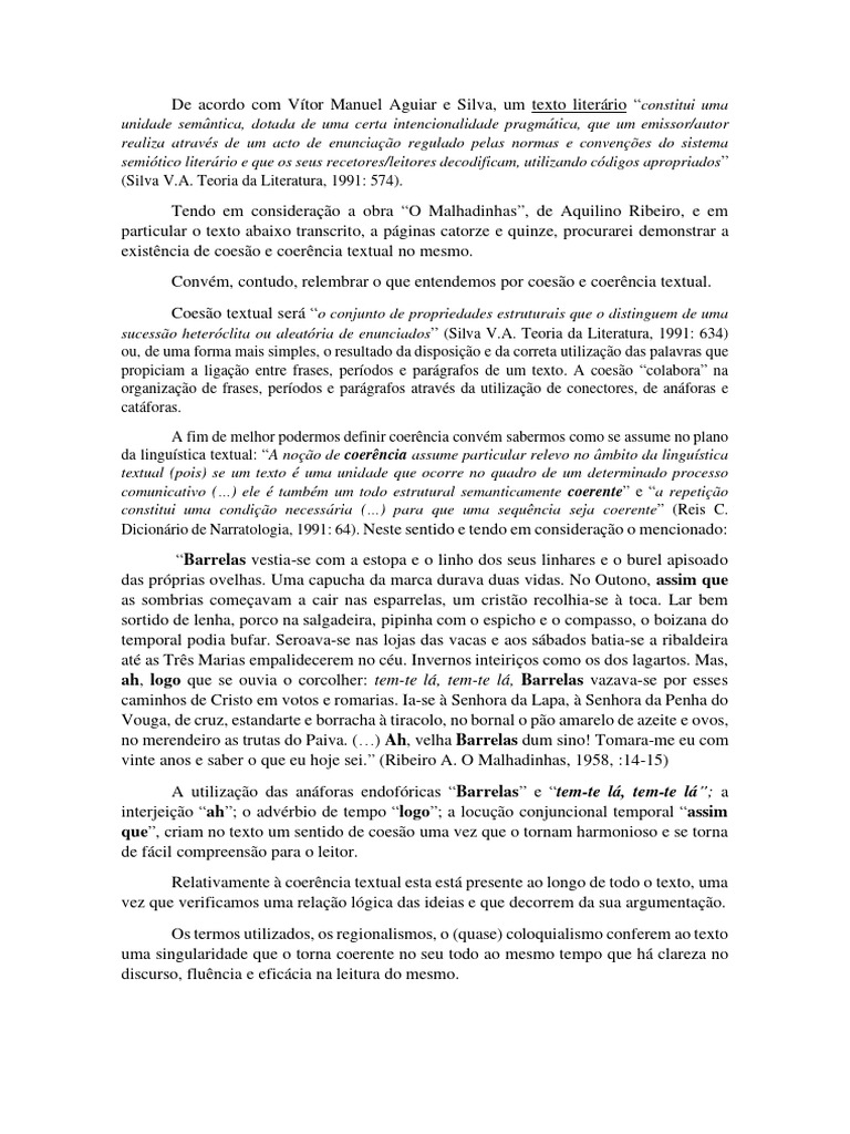 Análise - Do - Excerto - de - O - Malhadinhas | PDF