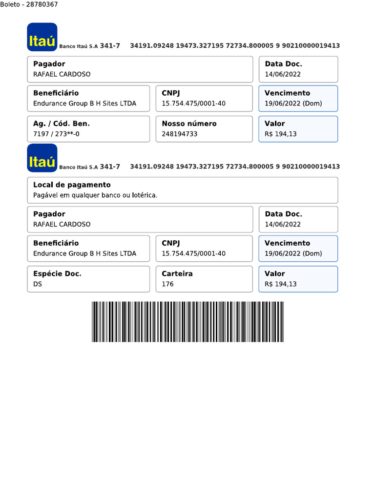 BOLETO ATUALIZADO ITAU visual data 2
