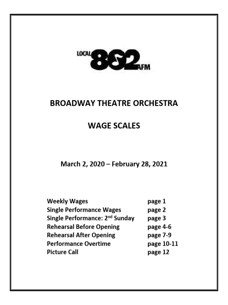 Broadway Orchestra Wage Scales 2020.03.02-2021.02.28 | PDF | Orchestras ...