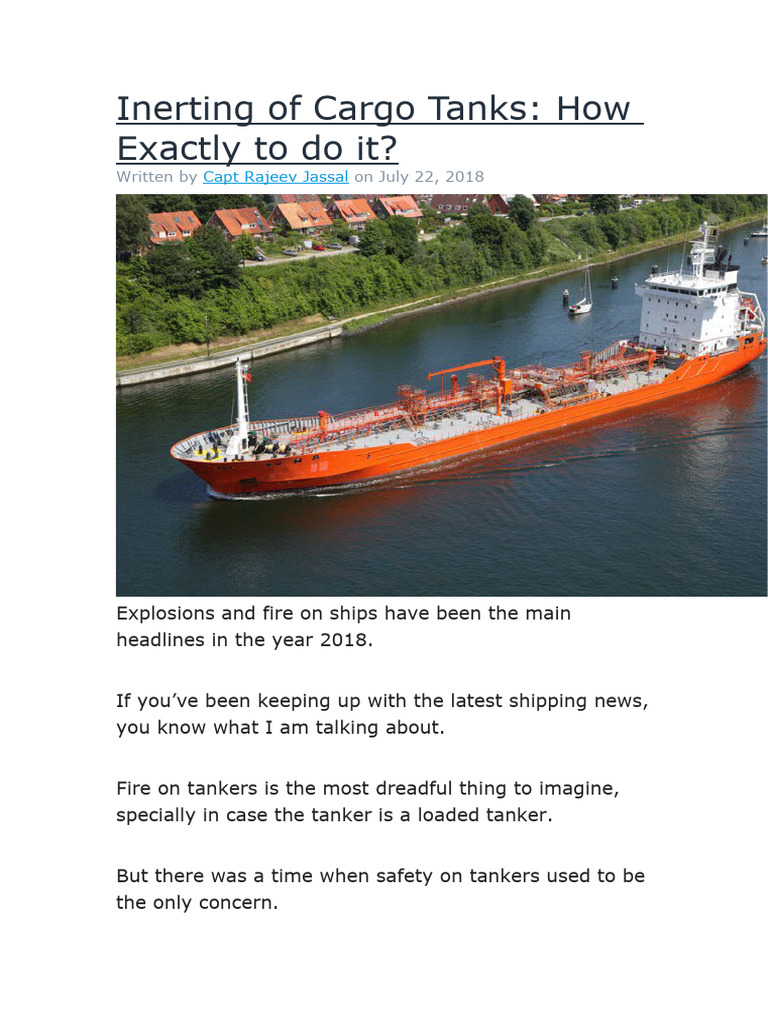 Inerting Methods for Cargo Tanks | PDF | Oil Tanker | Oxygen