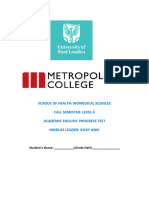 BIOMEDICAL Year 1 - Progress Test Sem