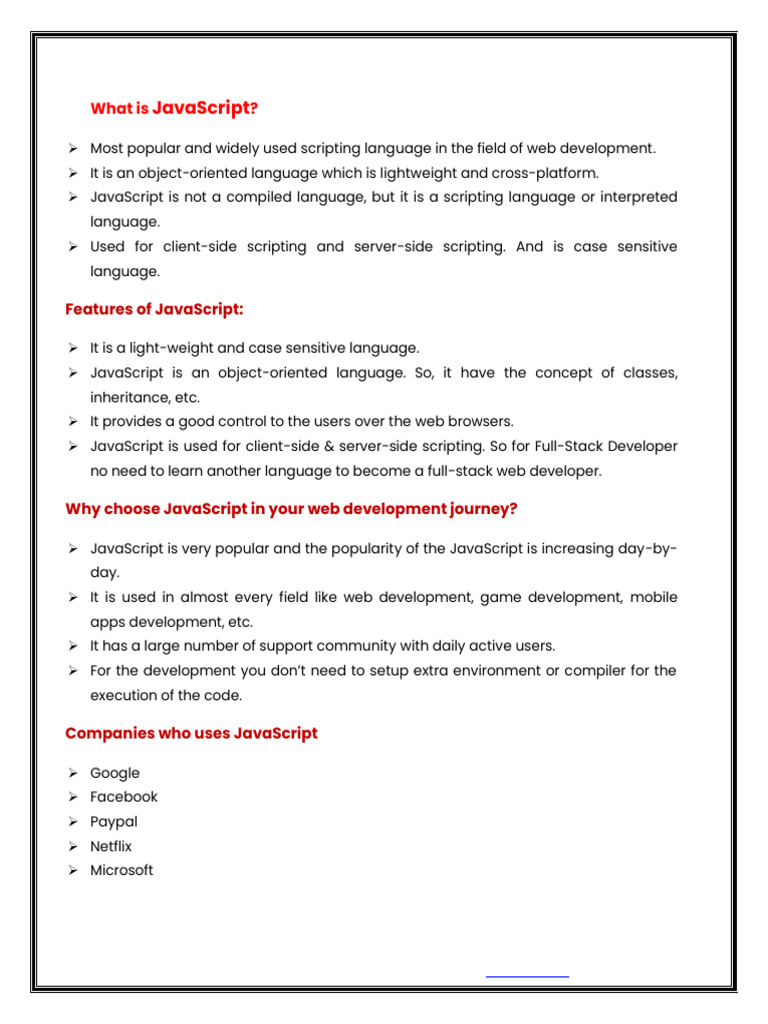 JavaScript Overview and Key Concepts | PDF | Java Script | Dynamic Web Page