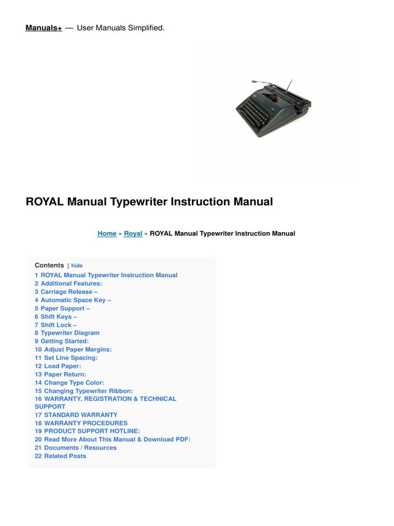 01 Manual Typewriter Manual Download Free PDF Typewriter Text