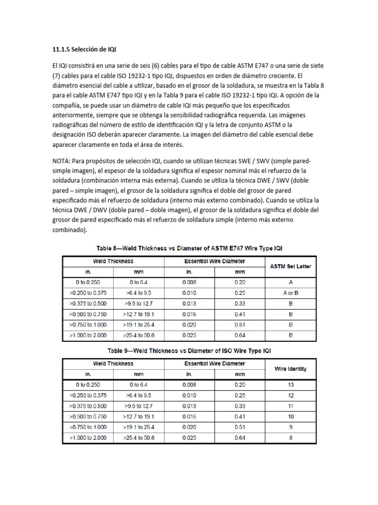 Seleccion de IQI API 1104 | PDF | Tecnología