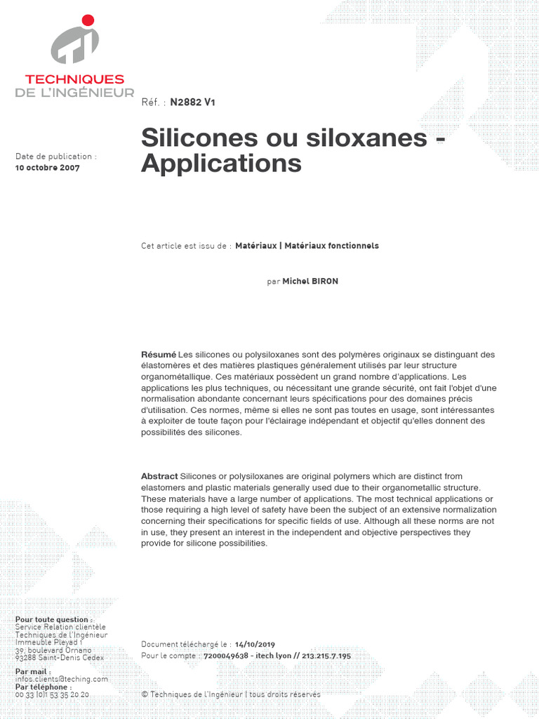 n2882 v1 Silicones Ou Siloxanes Applications 2007 PDF — free download