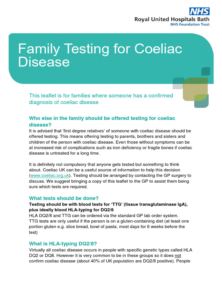 PAE100 Family Testing For Coeliac Disease | PDF | Coeliac Disease ...