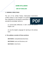 JAMB ENGLISH Syllabus