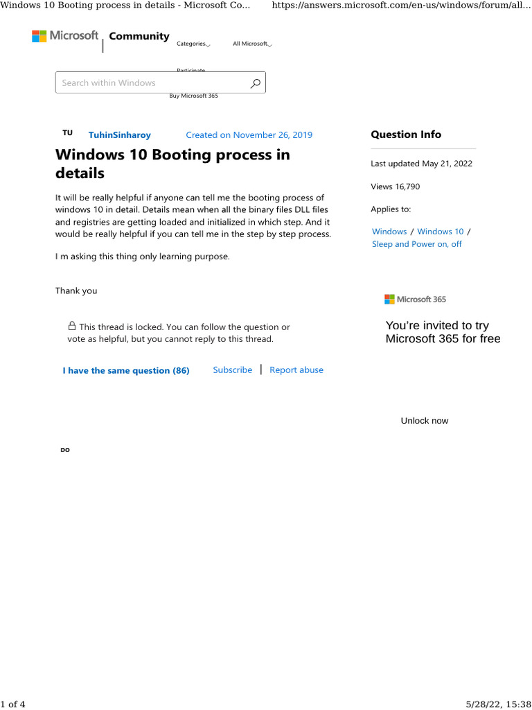 Windows 10 Boot Process Explained | PDF | Booting | Microsoft Windows