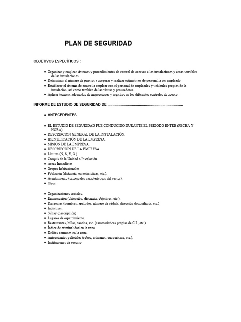 Plan de Seguridad | PDF | Policía | Business