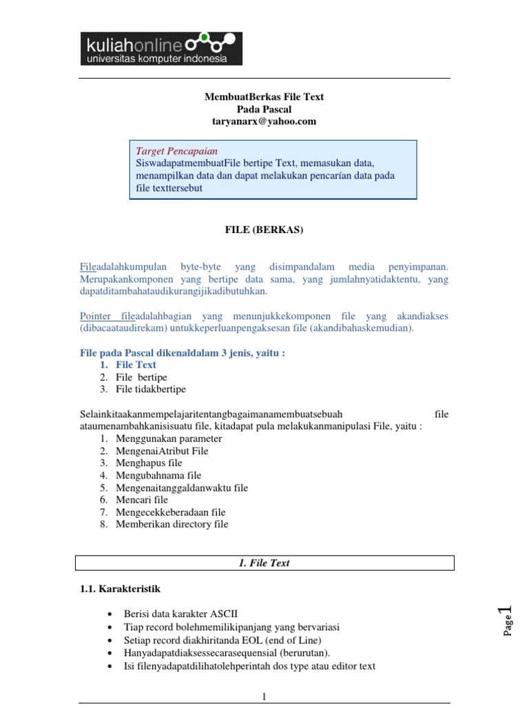 Panduan Membuat File Teks di Pascal | PDF