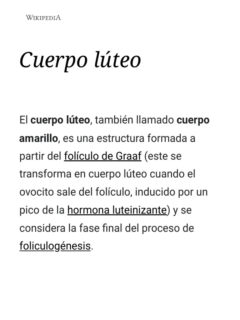 Cuerpo Lúteo Wikipedia, La Enciclopedia Libre PDF Sistema