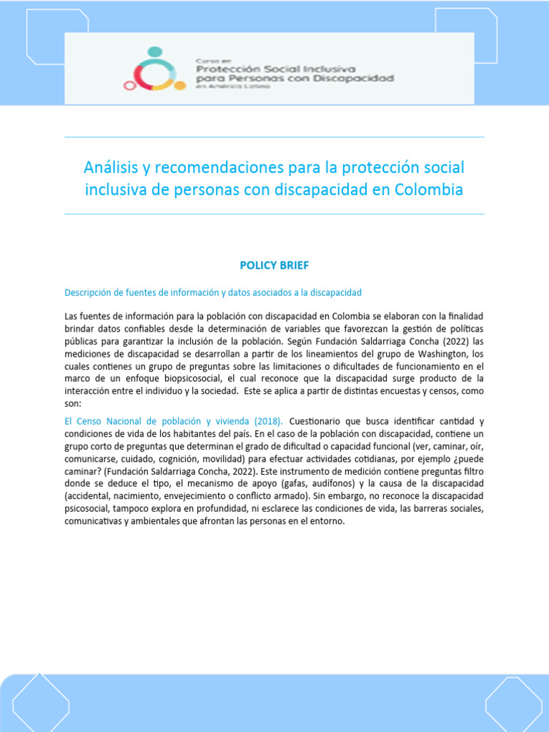 Fuentes de Datos sobre Discapacidad en Colombia | PDF | Invalidez ...