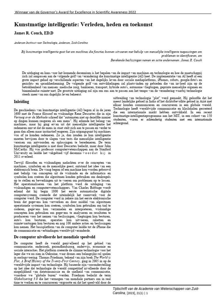 Artificial Intelligence - Past Present and Future (Nederlands) | PDF