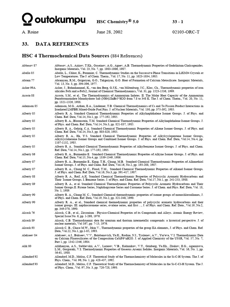 33 Data References | PDF | Inorganic Chemistry | Enthalpy