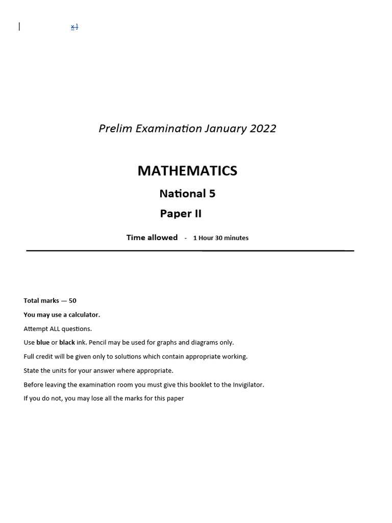National 5 Math Exam Guide | PDF | Elementary Mathematics | Mathematics