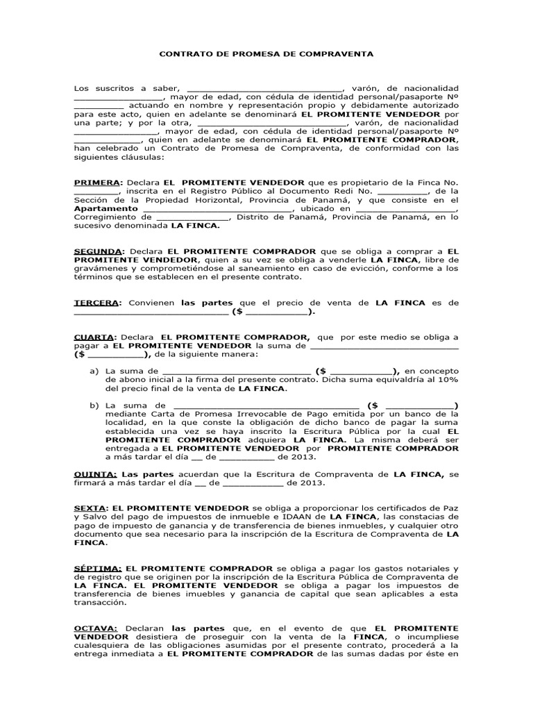 Contrato de Promesa de Compraventa | PDF | Derecho privado | Justicia