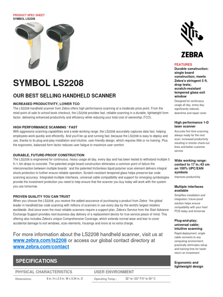 LS2208 Handheld Scanner Overview | PDF | Image Scanner | Point Of Sale
