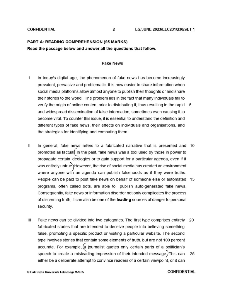 Elc231 Qp Mt Set 1 Pdf Cognition Communication