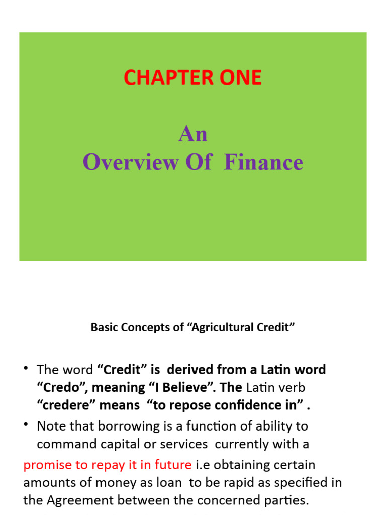 Chapter One | PDF | Finance & Money Management | Credit