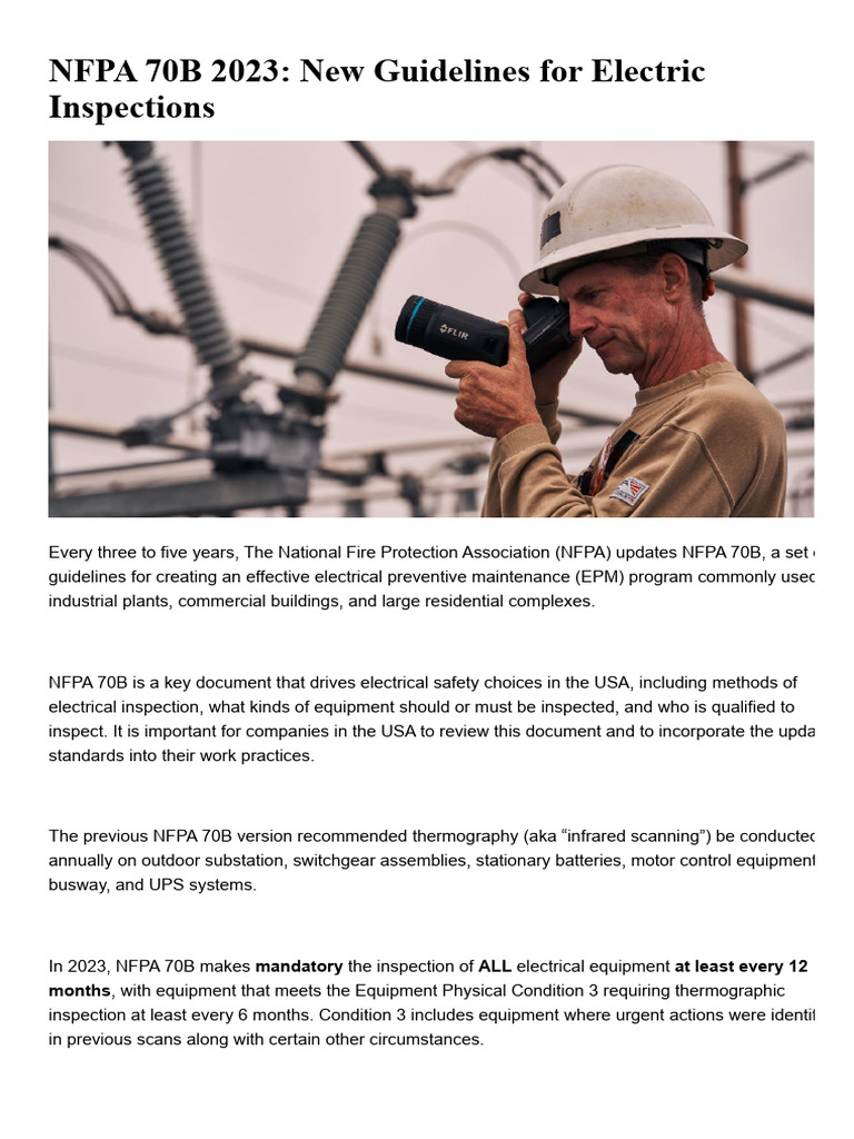 NFPA 70B 2023_ New Guidelines for Electric Inspections PDF