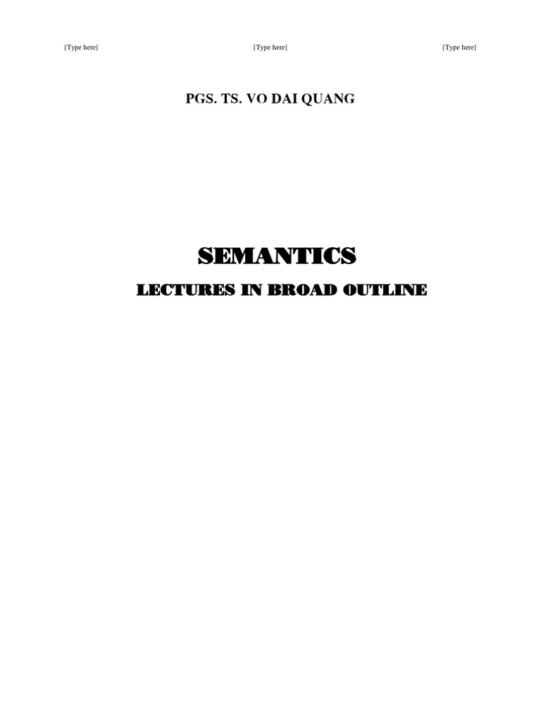 Vo dai quang semantics lectures in broad outline pdf truth question