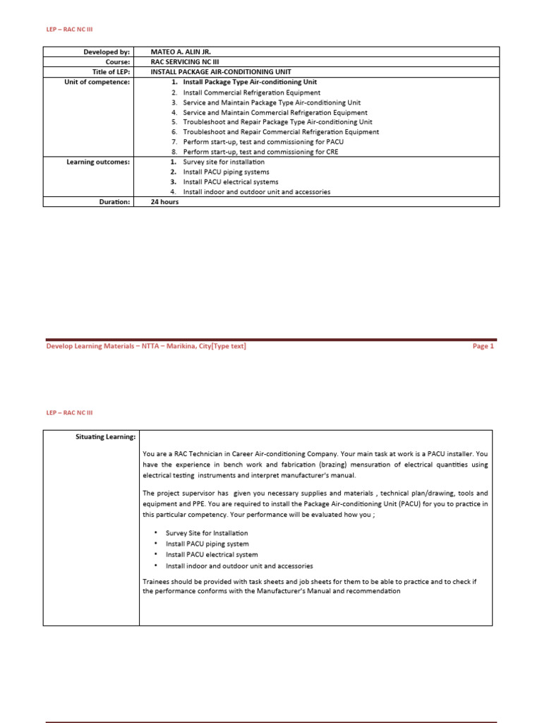 Install Package Air-Conditioning Guide | PDF