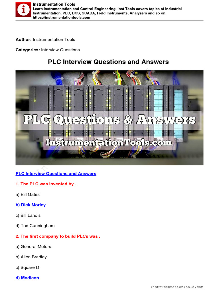 PLC Questions and Answers PDF Programmable Logic Controller Relay
