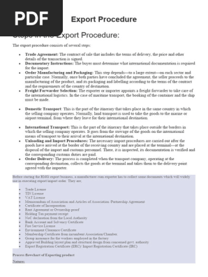 Export Procedure Steps and Documentation | PDF | Letter Of Credit