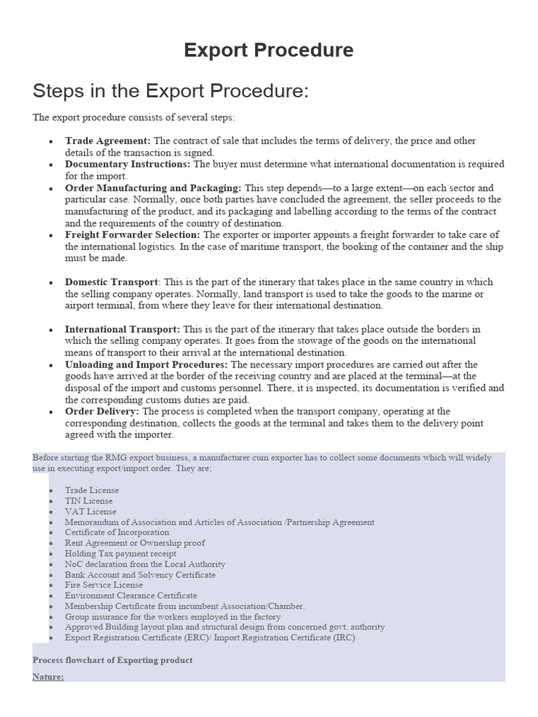 Export Procedure Steps and Documentation | PDF | Letter Of Credit