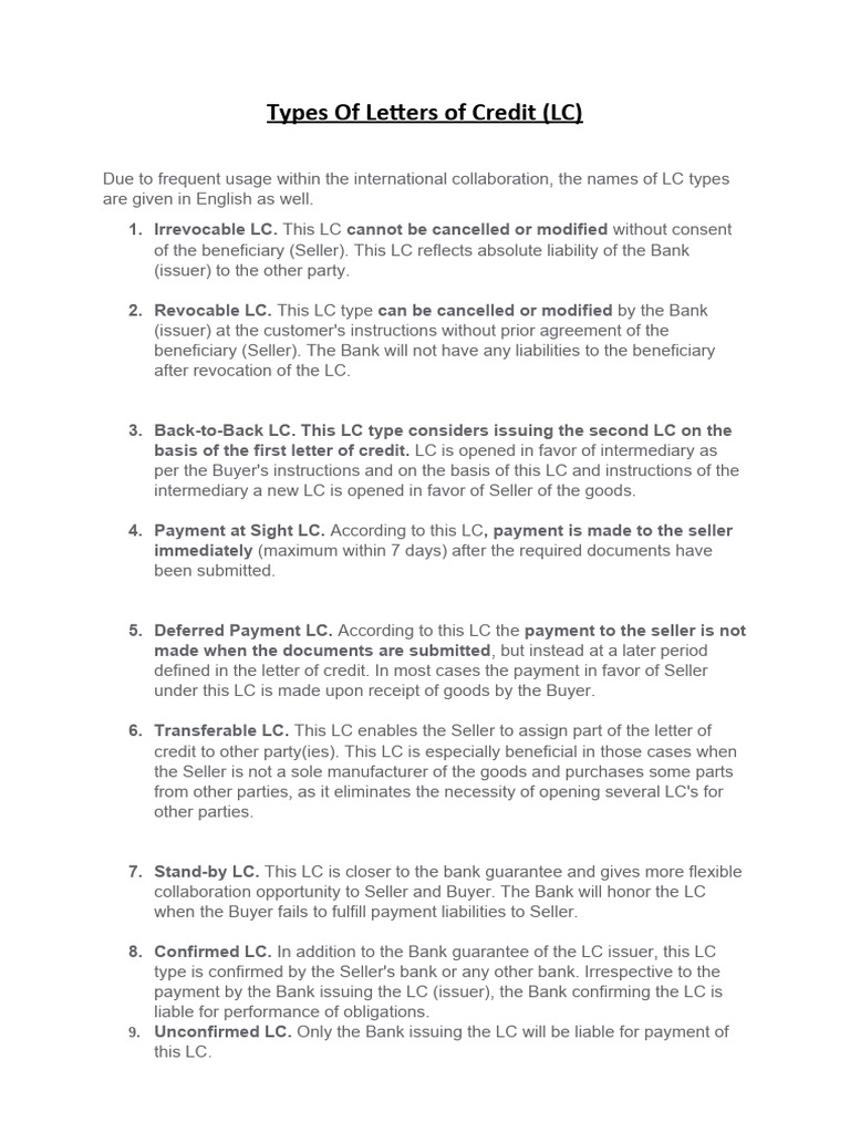 Types Of LC PDF 