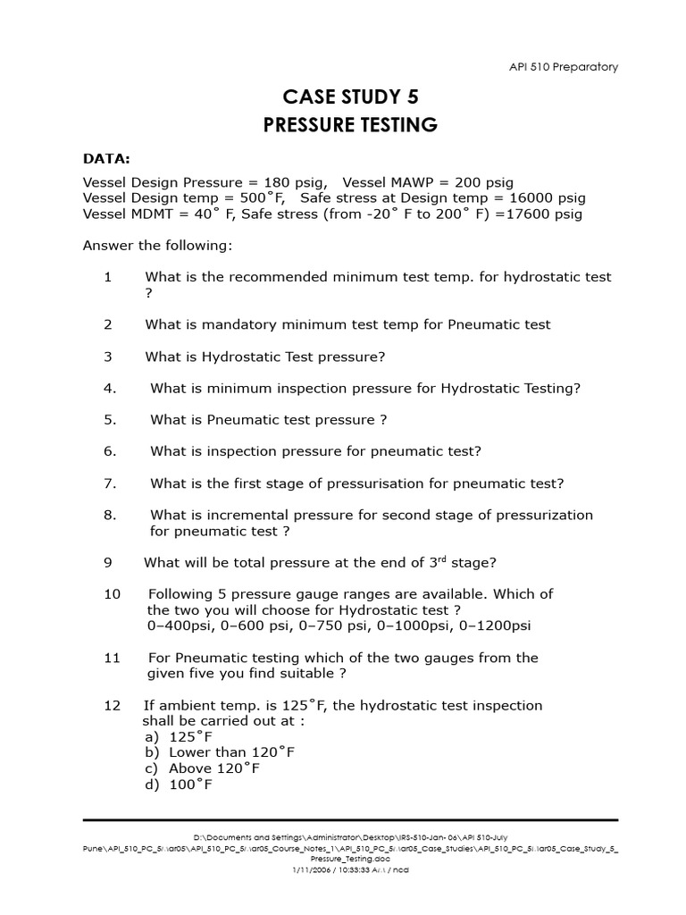 PRESSURE TESTING CASE STUDY | PDF | Pressure | Civil Engineering