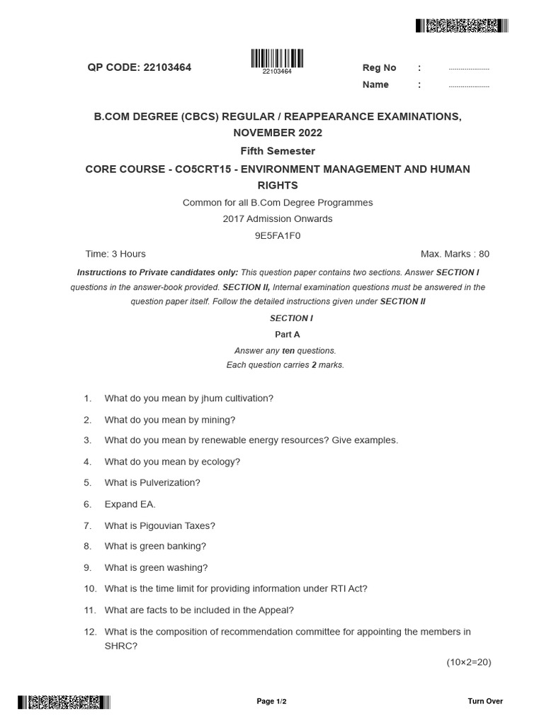 ENVIRONMENT MANAGEMENT AND HUMAN RIGHTSB - Com-187 | PDF | Natural ...