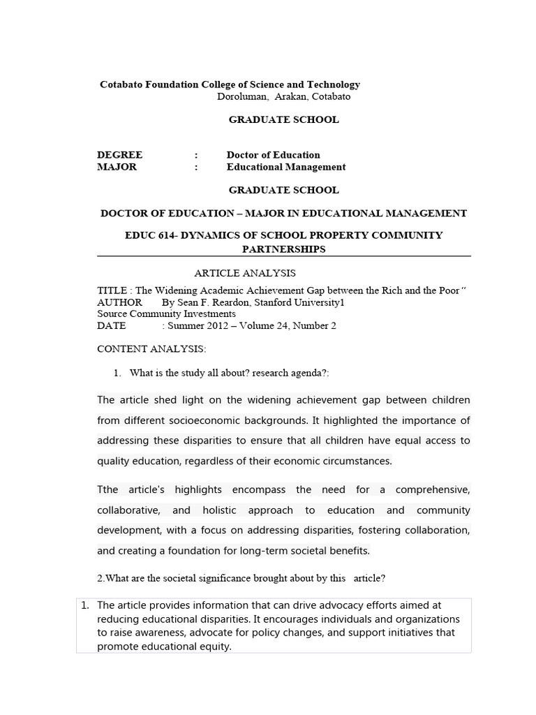 Academic Achievement Gap Between The Rich And The Poor Pdf Poverty