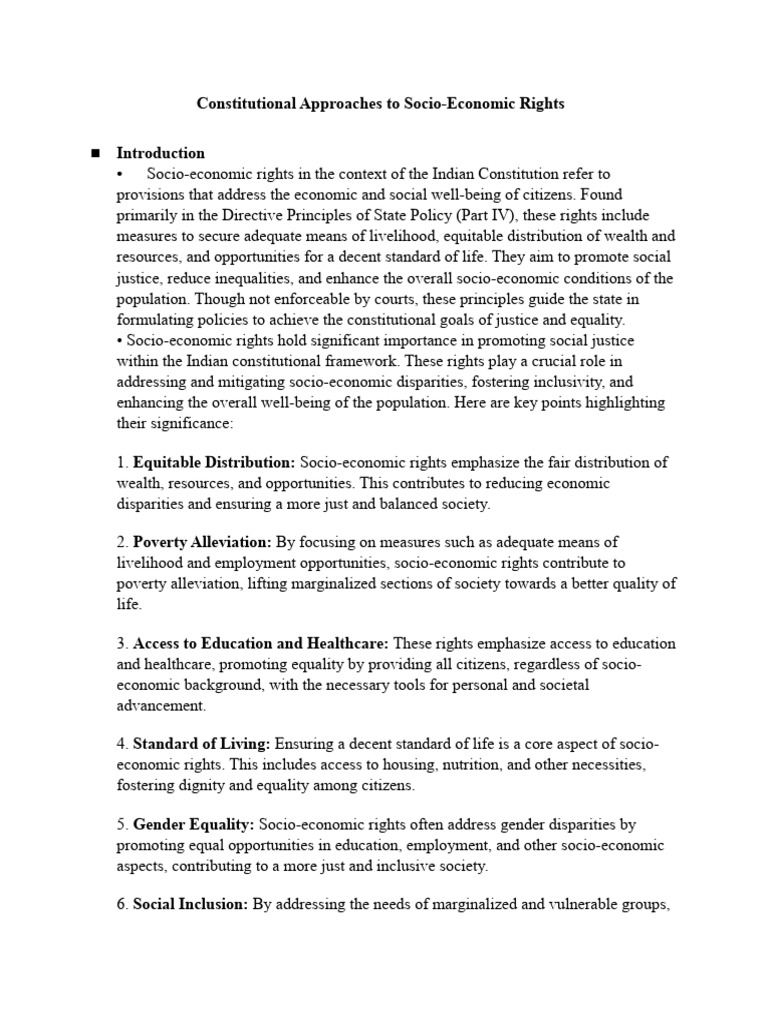 Constitutional Approaches To Socio | PDF | Poverty Reduction ...