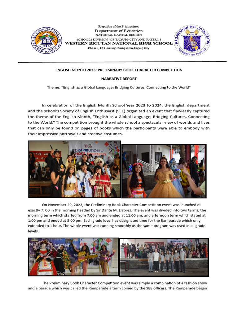 English Month Narrative Report 2 (Sy2023-2024) | PDF